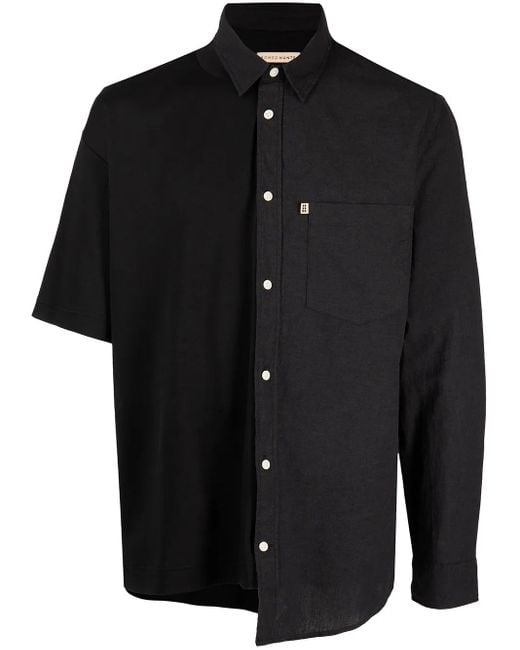 ROMEO HUNTE Black Asymmetric Button-Down Shirt for men