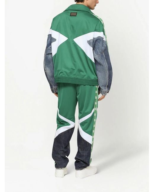 Dolce & Gabbana Green Patchwork Bomber Jacket for men