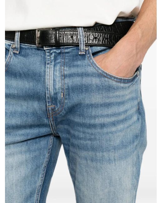 7 For All Mankind Blue Faded Whiskered Jeans for men