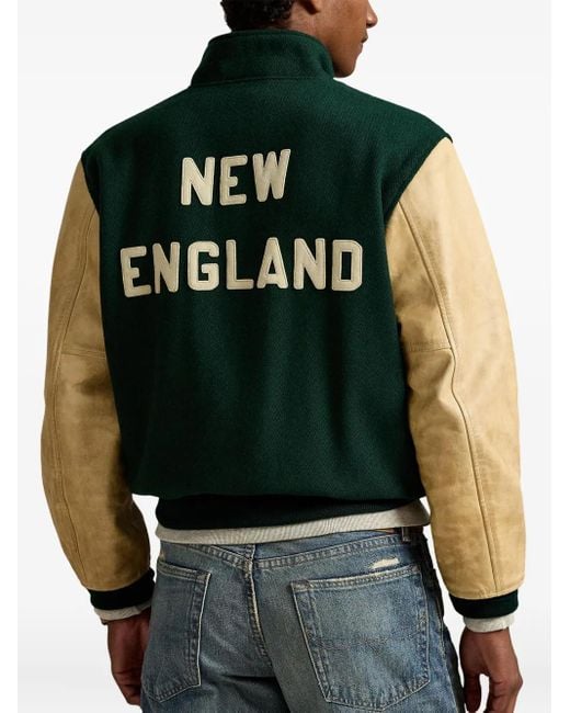 メンズ Polo Ralph Lauren レザースリーブ ボンバージャケット Green