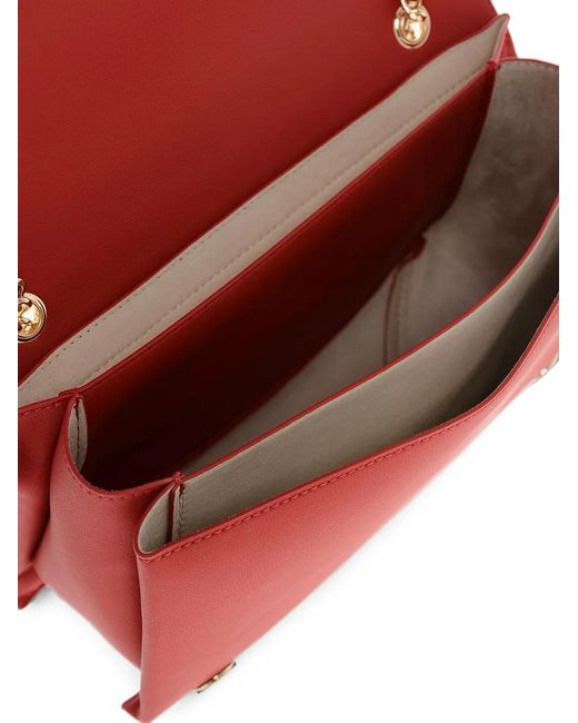 Moschino Red Logo-Plaque Shoulder Bag