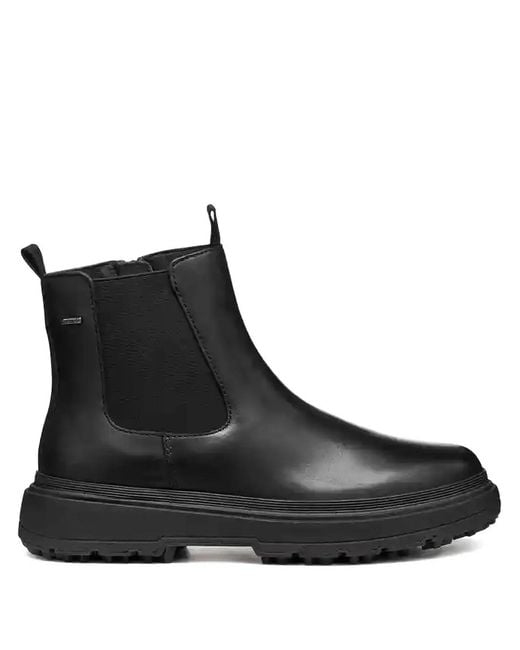 Geox Black Leather Chelsea Boots