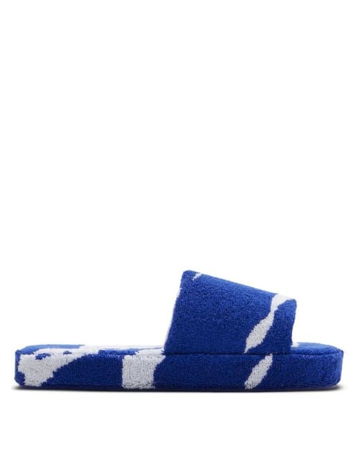 Burberry Blue Snug Soft Cotton Towelling Slippers, Brand Size 40 Us