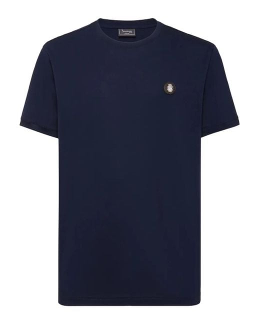 Billionaire Blue Logo-Plaque T-Shirt for men
