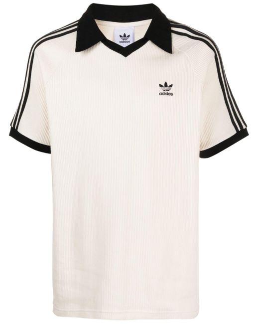 adidas Trefoil-embroidered Knitted Polo Shirt in Natural for Men | Lyst  Australia