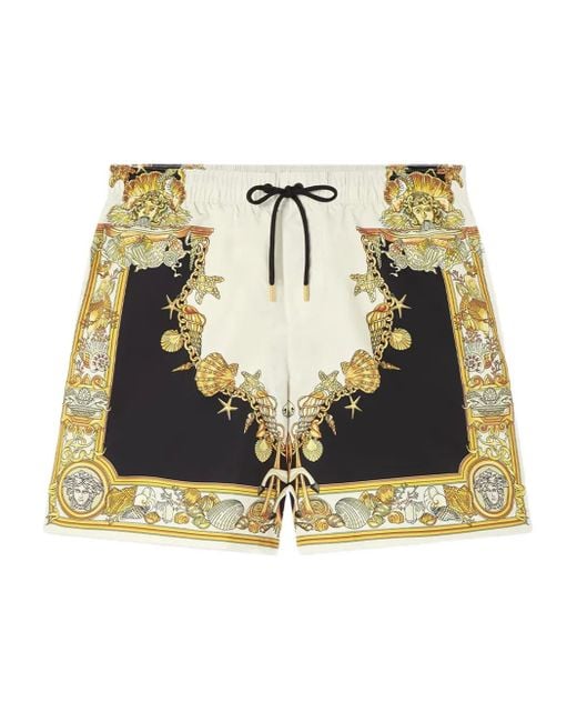Versace Metallic Seashell-Print Swim Shorts for men