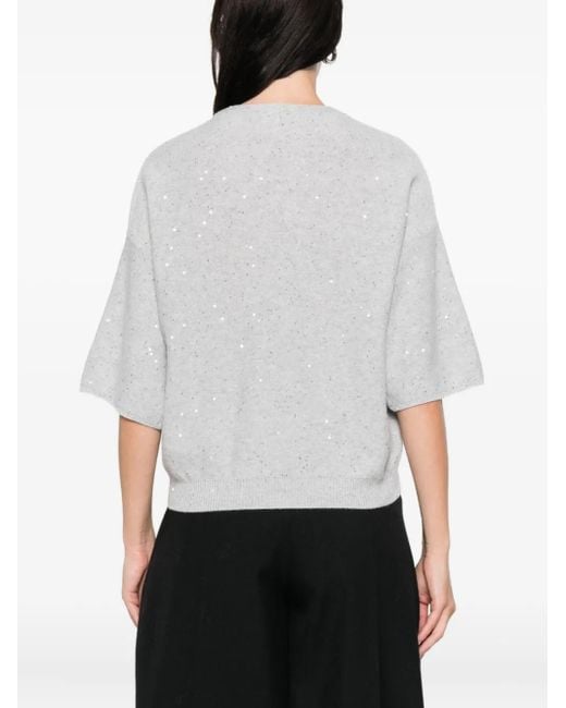 Antonelli White Lucilla Sequin Top