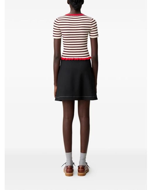 Claudie Pierlot Red Tricolour Striped T-Shirt