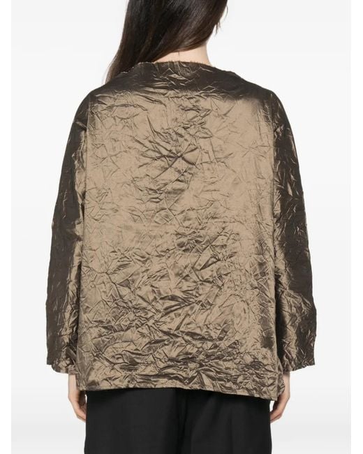 Daniela Gregis Natural Crinkled Long-Sleeve Blouse