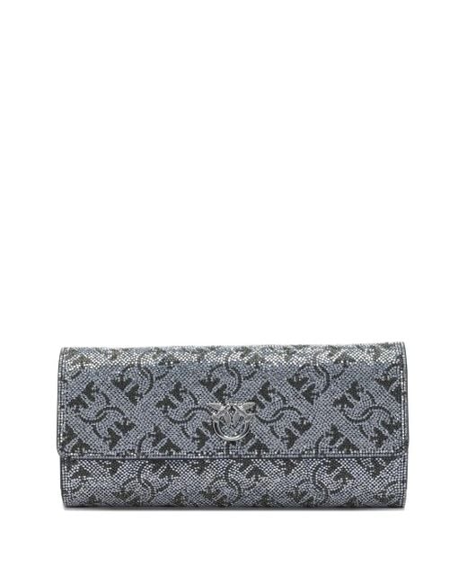 Pinko Gray Embellished Chain Clutch Bag