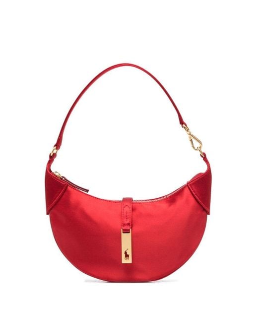 Polo Ralph Lauren Id Logo-plaque Shoulder Bag in Red | Lyst