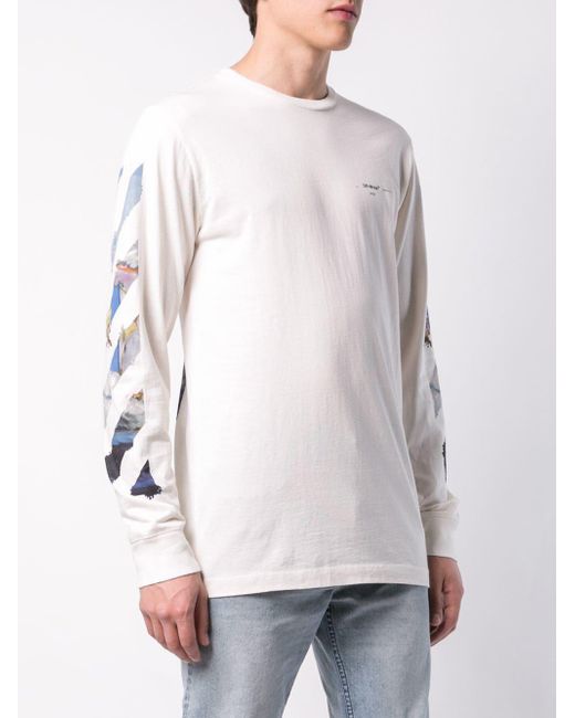 Off-White c/o Virgil Abloh Graffiti White Puppet Double Layer L/s T-shirt  In White/multi for Men