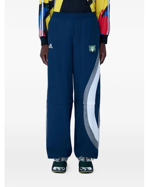 Adidas Blue X Brain Dead Elasticated-Waist Logo Track Pants for men