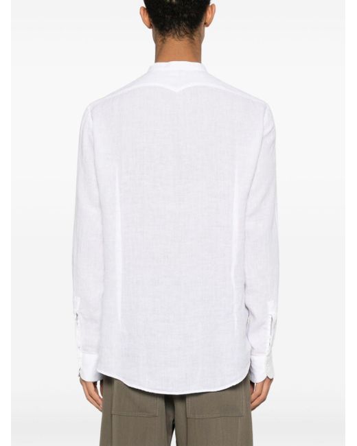 Massimo Alba White Kos Linen Shirt for men