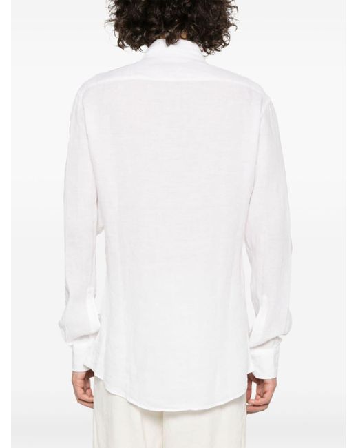 Barena Langärmeliges Hemd aus Leinen in White für Herren