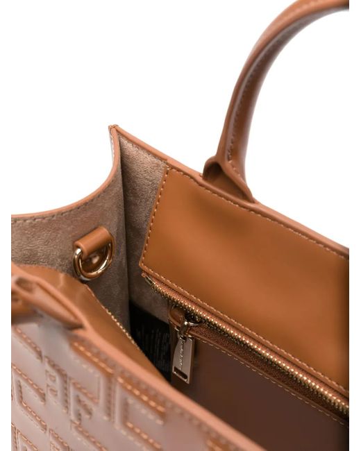 Elisabetta Franchi Brown Logo-embossed Quilted Tote Bag