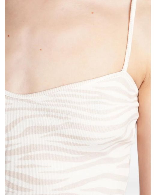 Mc2 Saint Barth White Zebra-Print Cropped Top