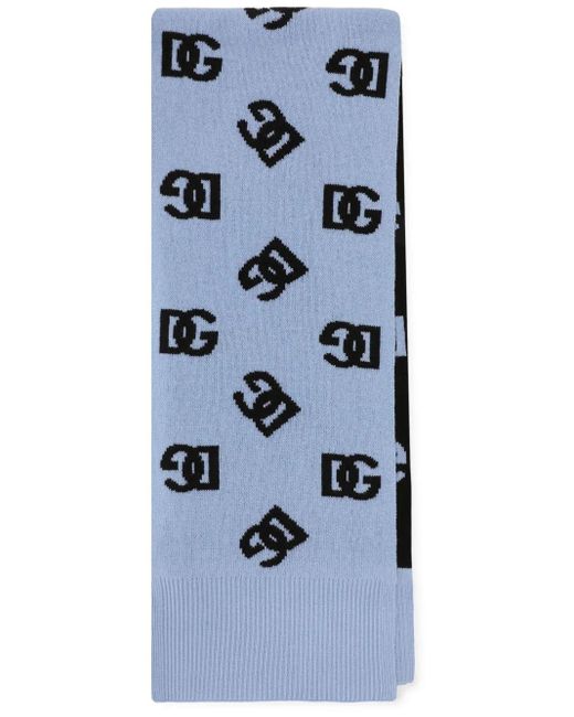 Echarpe En Laine Avec Logo Dg Jacquard Dolce & Gabbana en coloris Blue