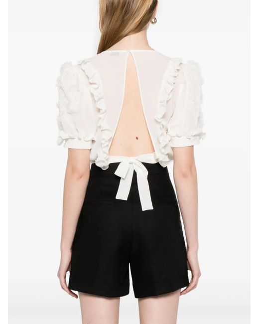 Elisabetta Franchi Top Met Ruches En Borduurwerk in het White
