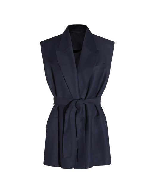 Brunello Cucinelli Blue Sleeveless Belted Waistcoat