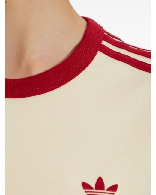 Adidas Pink 3 Stripes Slim Fit Striped-Details T-Shirt