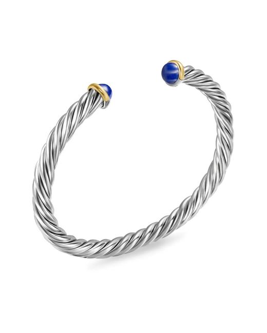 David Yurman White 14Kt And Sterling Cable Cuff Bracelet (6Mm) for men