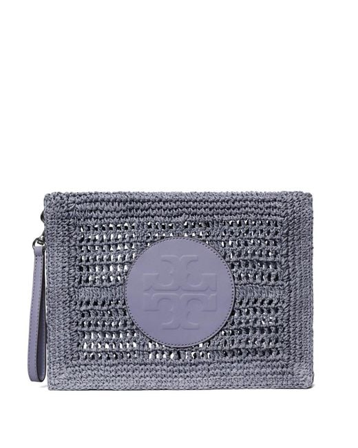 Tory Burch Gray Ella Hand-Crocheted Pouch