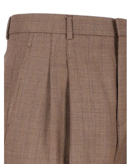 Emporio Armani Brown Herringbone Trousers for men