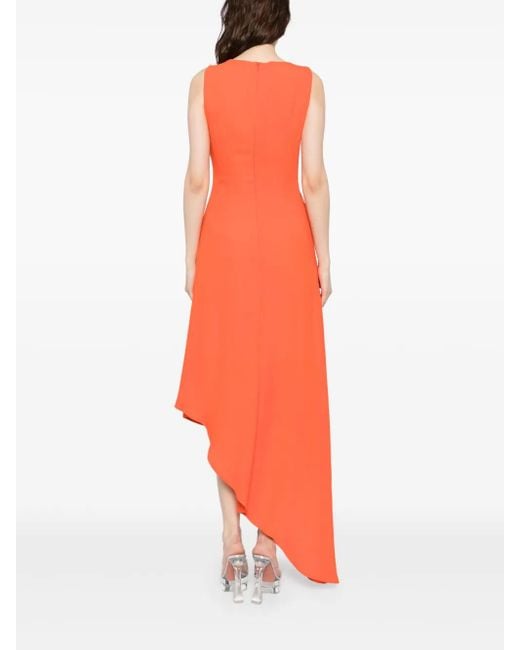 Saiid Kobeisy Orange Robe À Fleurs Brodées