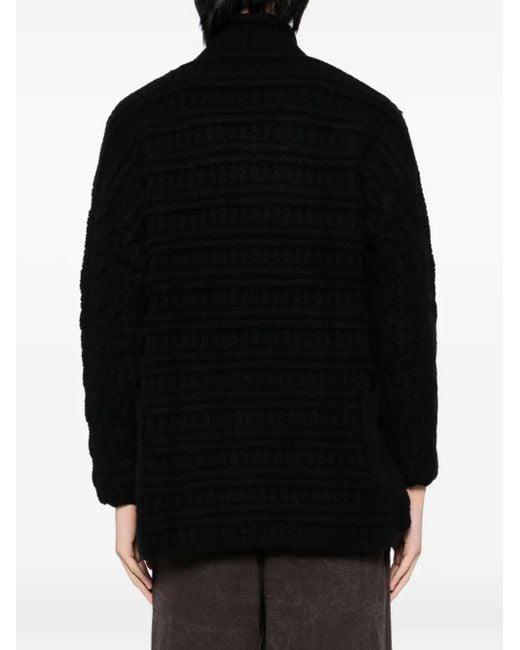 DEVOA Black Cable-Knit Cardigan for men
