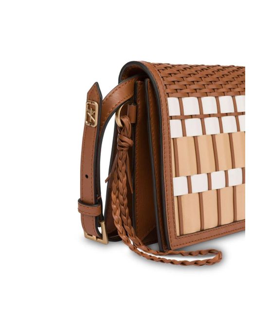 Alberta Ferretti Brown Woven Leather Crossbody Bag