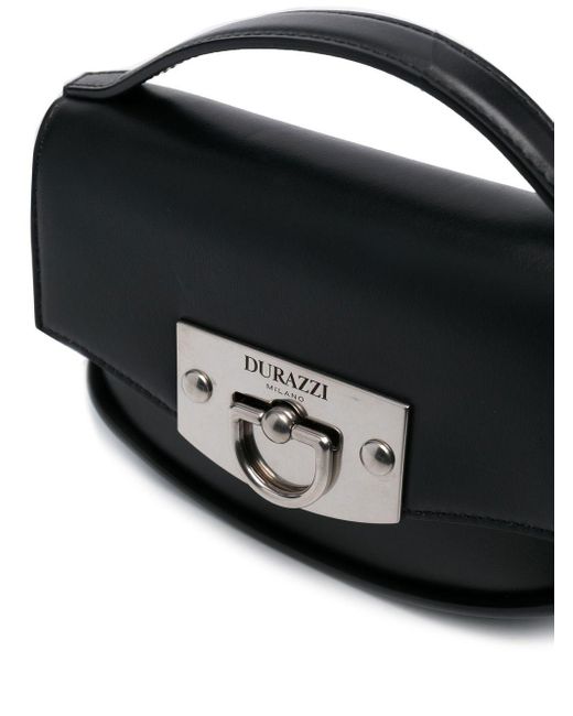 DURAZZI MILANO Black Flip-lock Leather Shoulder Bag