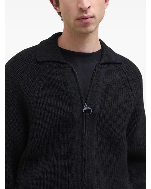 Barbour Black Zip Knitted Cardigan for men