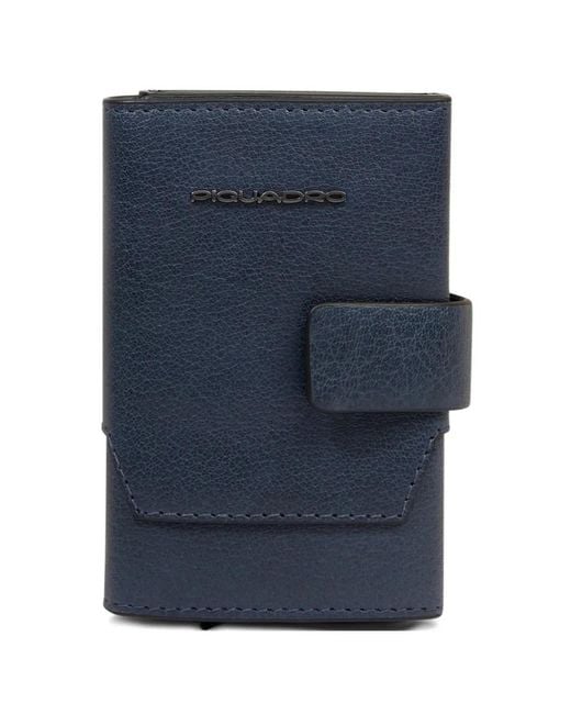 Piquadro Blue Pop-Up Leather Cardholder for men
