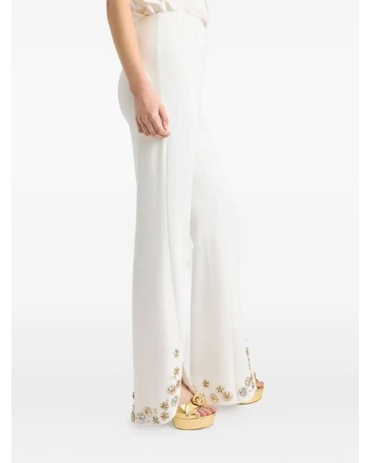 Cinq À Sept White Tumbling Flowers Split Trousers