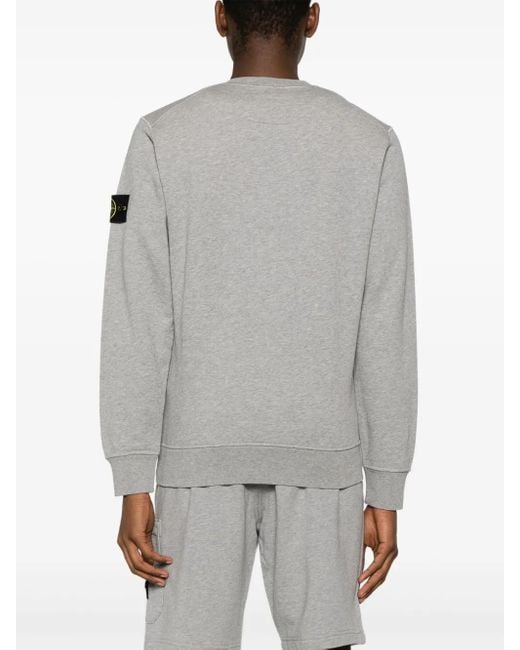 Stone Island Gray Long-Sleeve Sweatshirt With Patch Logo for men