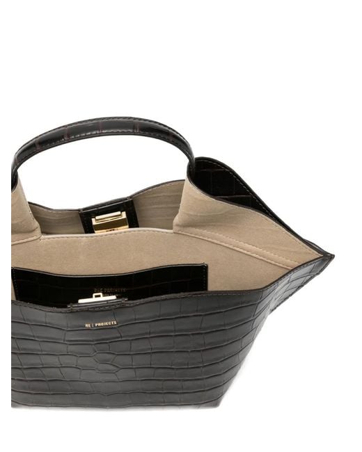 REE PROJECTS Black Mini Sac Cabas Ann À Effet Peau De Crocodile