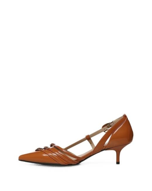 Pinko Brown Embellished Pointed-Toe Pumps