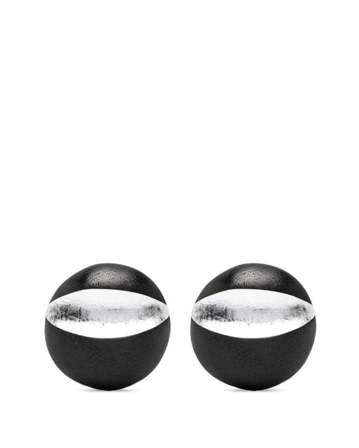 Monies Black Sirone Foil-Detail Circular Earrings