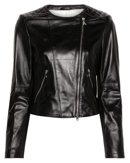 Patrizia Pepe Black Zip-up Leather Jacket
