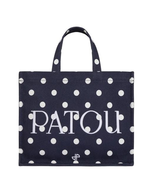Patou Blue Medium Logo-Print Tote Bag