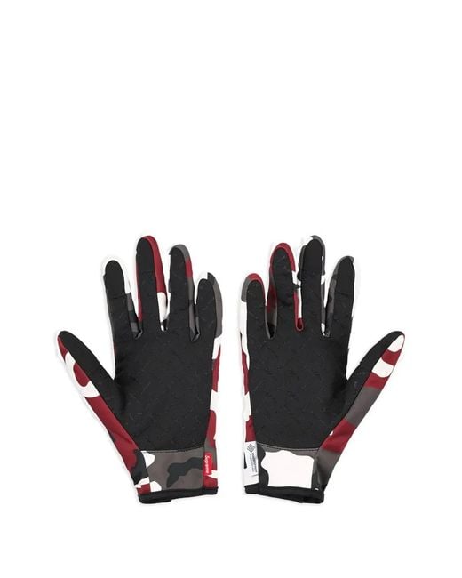 Supreme White Zip Camouflage Gloves for men