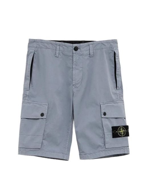 Stone Island Blue Patch-Detail Cargo Shorts for men