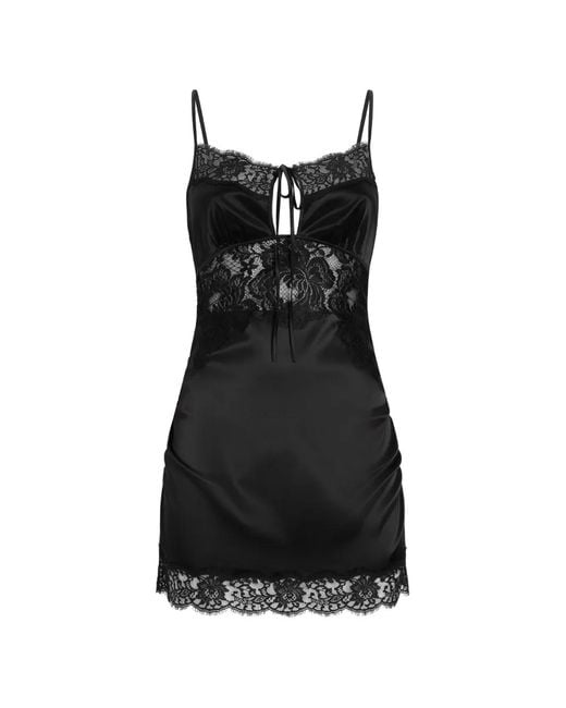 Dolce & Gabbana Black Lace-Trim Mini Dress