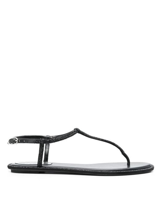 Rene Caovilla Brown Diana Low Jewel Sandals