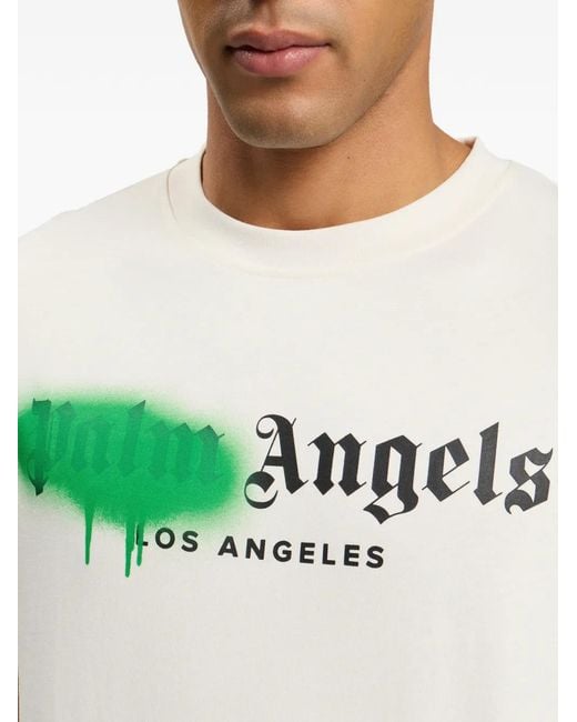 Palm Angels White Spray City Los Angeles Dripping Logo T-Shirt for men