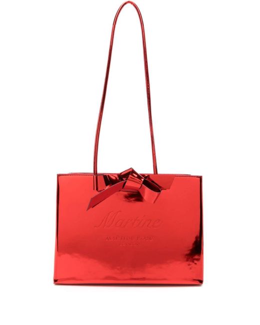 Martine Rose Red Logo-debossed Tote Bag