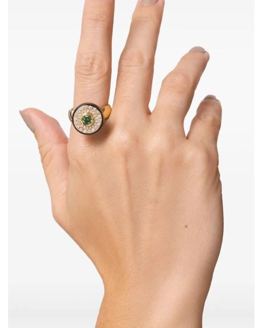 Mark Davis Metallic 18K Bakelite Diamond And Garnet Ring