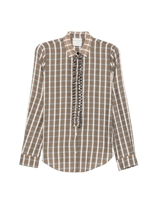Forte_forte White Ruffled Check Shirt