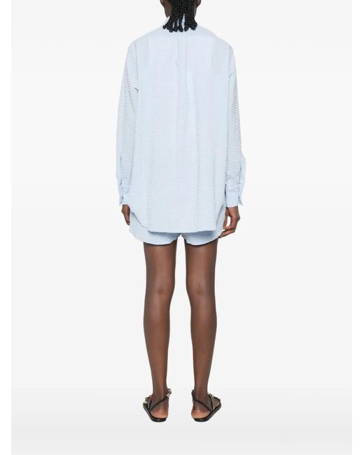 Hunza G Blue Oversized Seersucker Shirt